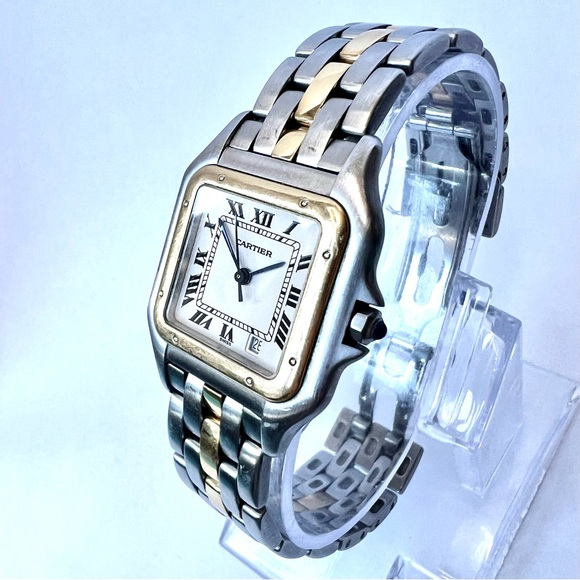CARTIER PANTHERE Quartz 27mm 1 Row Gold Watch White Dial main image 5